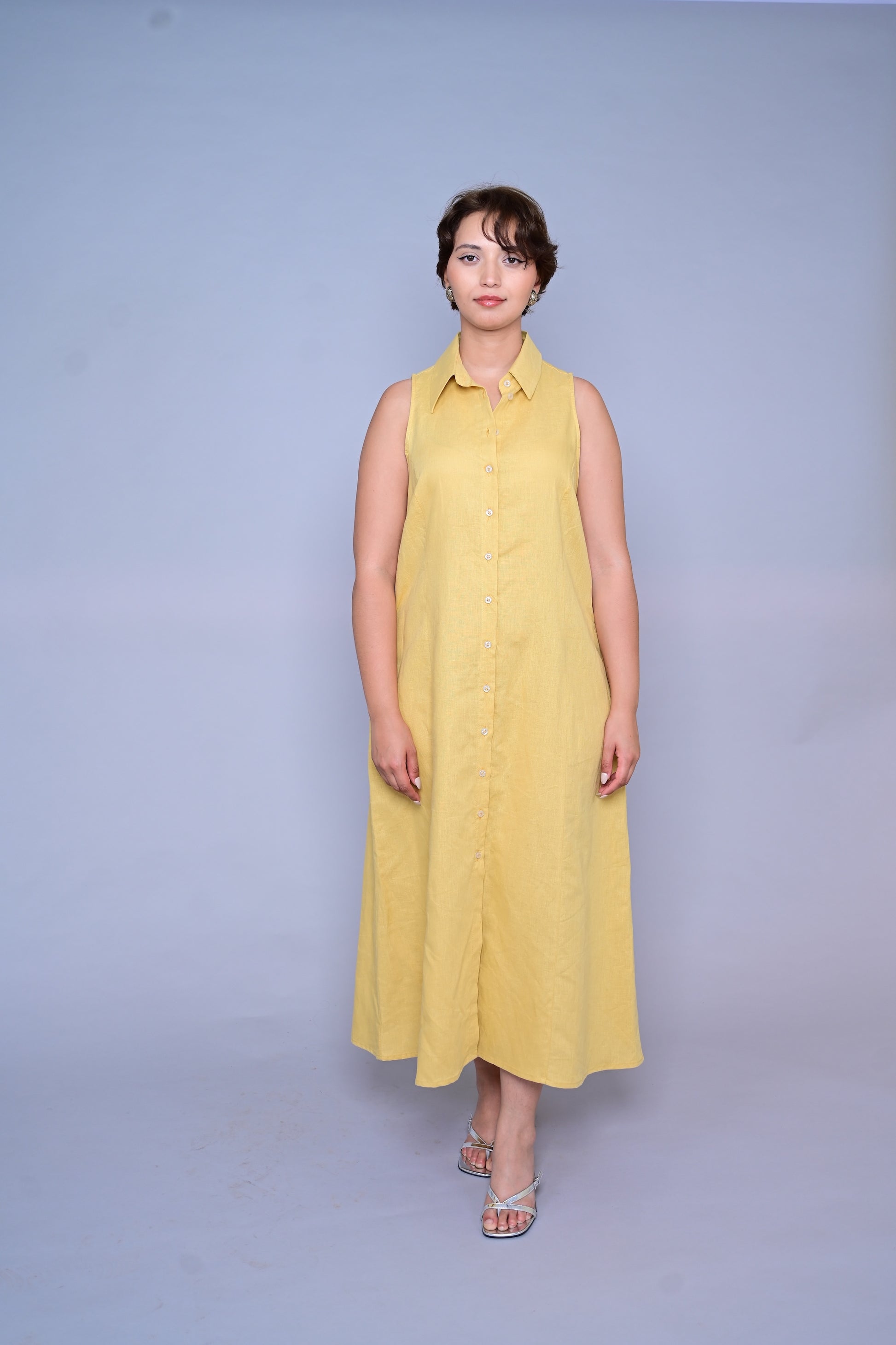 Robe 100 % lin – Jaune miel
