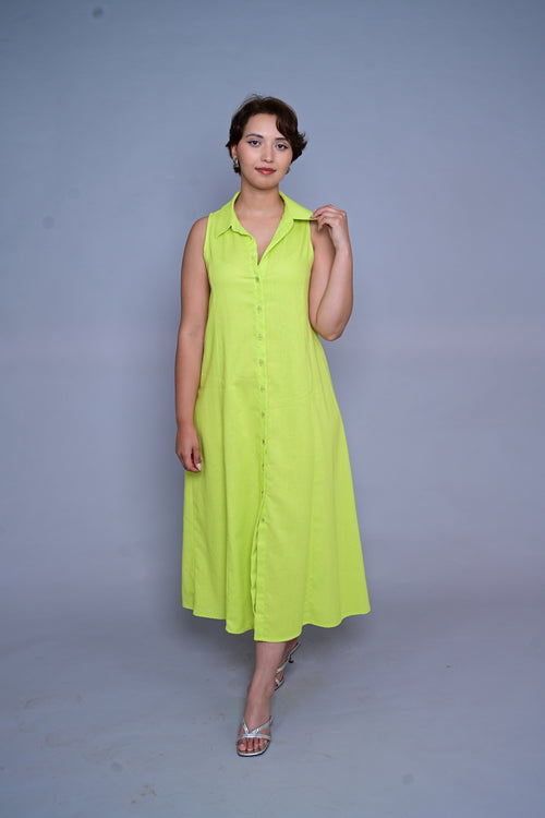 Robe 100 % lin – Citron lumineux