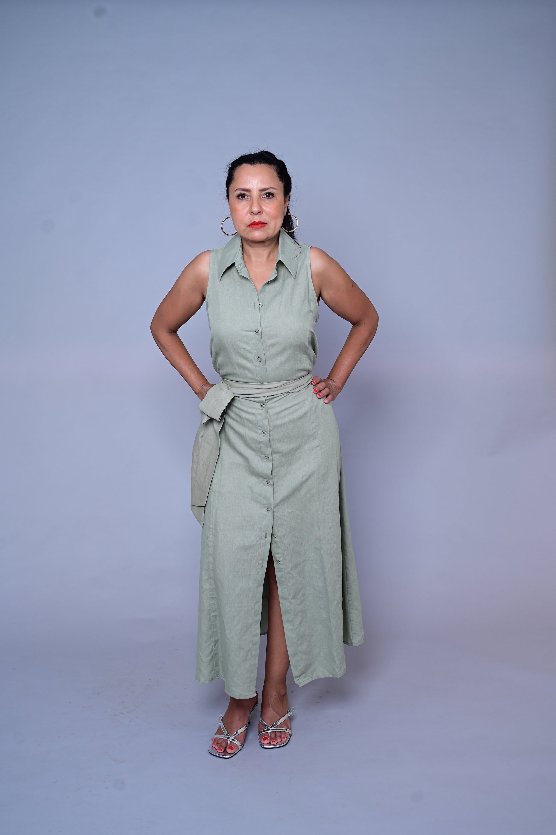 Robe 100 % lin – Sauge